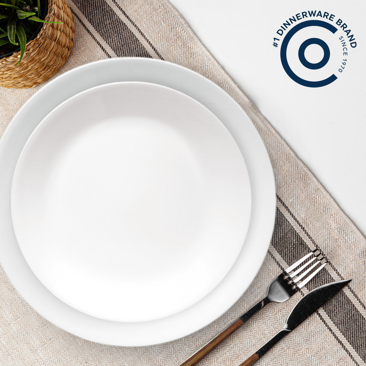 text Corelle #1 dinnerware brand since 1970