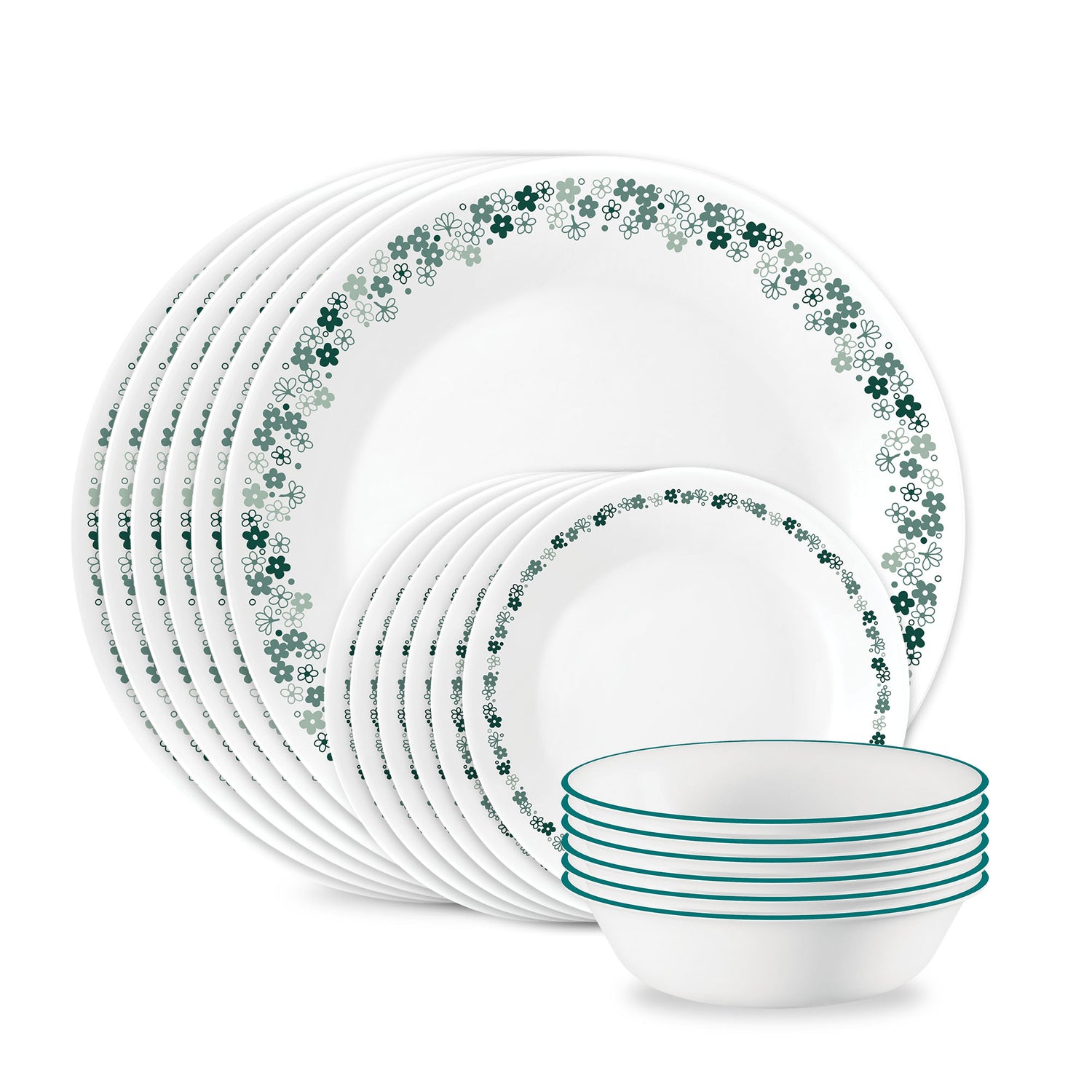 Corelle® Spring Blossom Green 18-piece Dinnerware Set, Service for 6