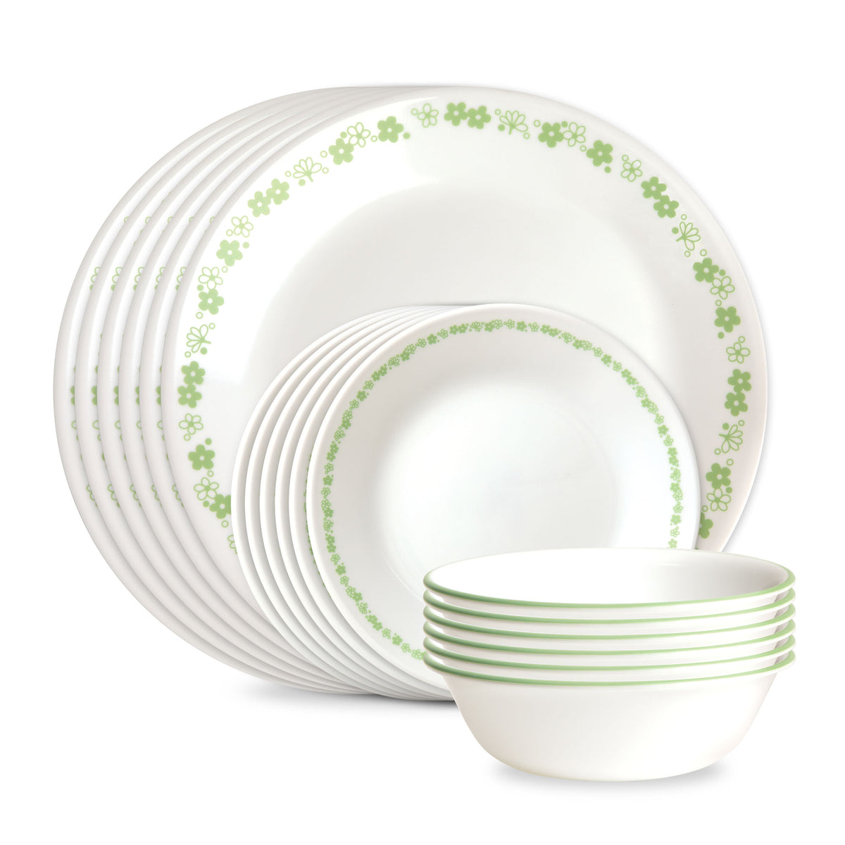 Corelle Spring Vintage Floral 18-Piece Dinnerware Set for 6 | Corelle Spring Blossom Green