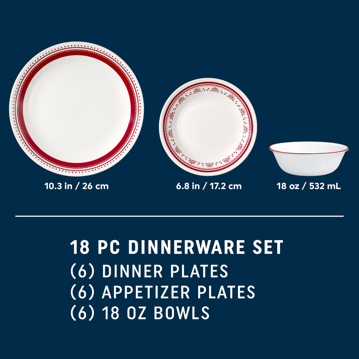 image of Sadie dinner & salad plate and cereal bowl with dimensions of each