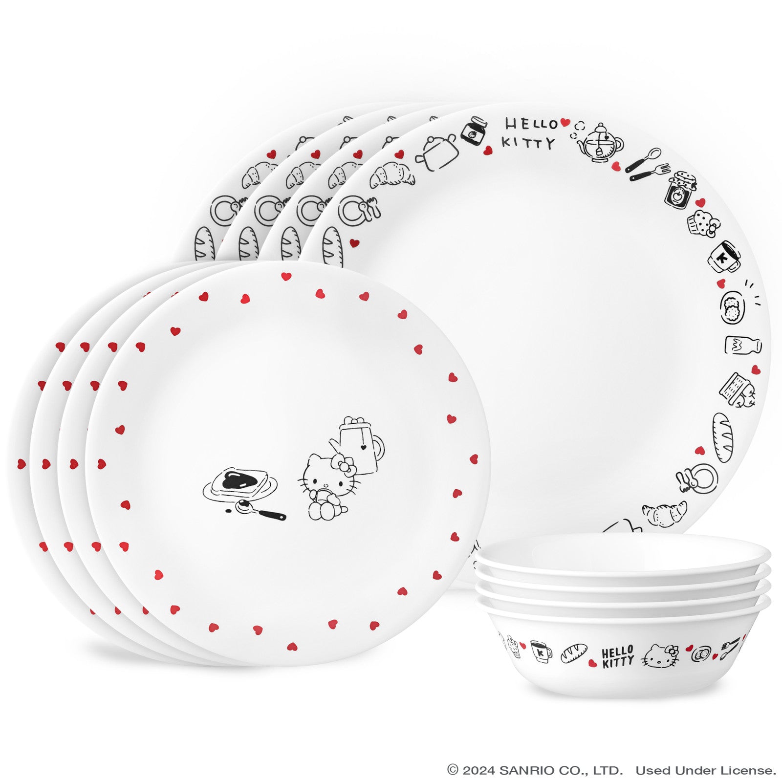 Corelle Hello Kitty Very Delicious 12 piece Dinnerware Set Service