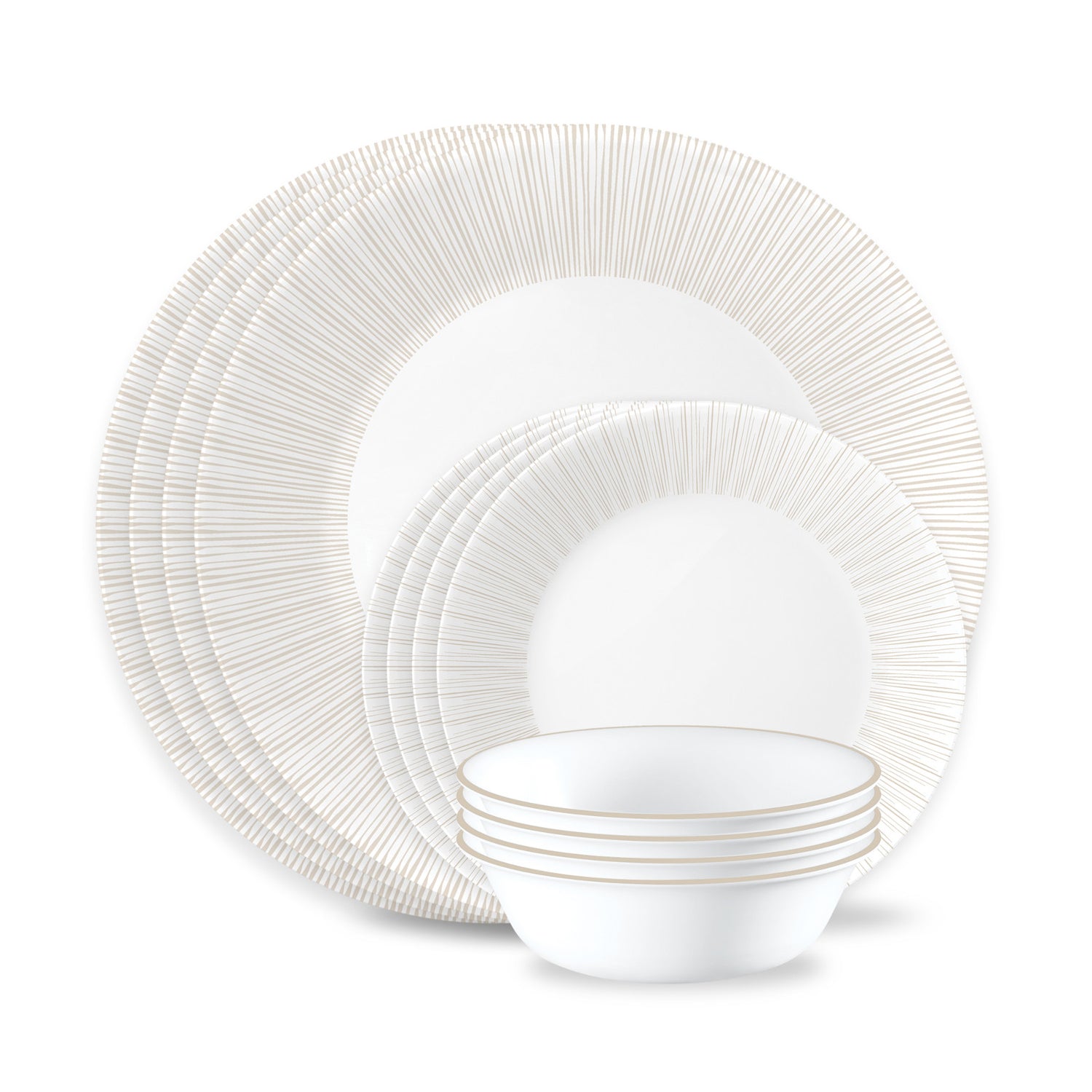 Hushed Lines 12-piece Dinnerware Set, Service for 4
