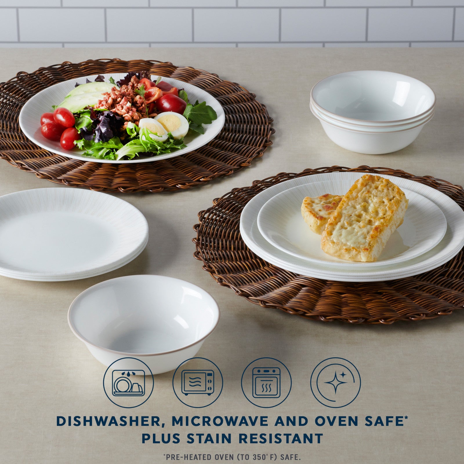 Corelle Hushed Lines 12-piece Dinnerware Set, Service for 4 - Thumbnail 4