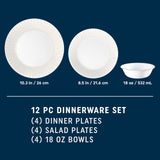  Image of dinnerplate, salad plate and 18-ounce cereal bowl with dimensions