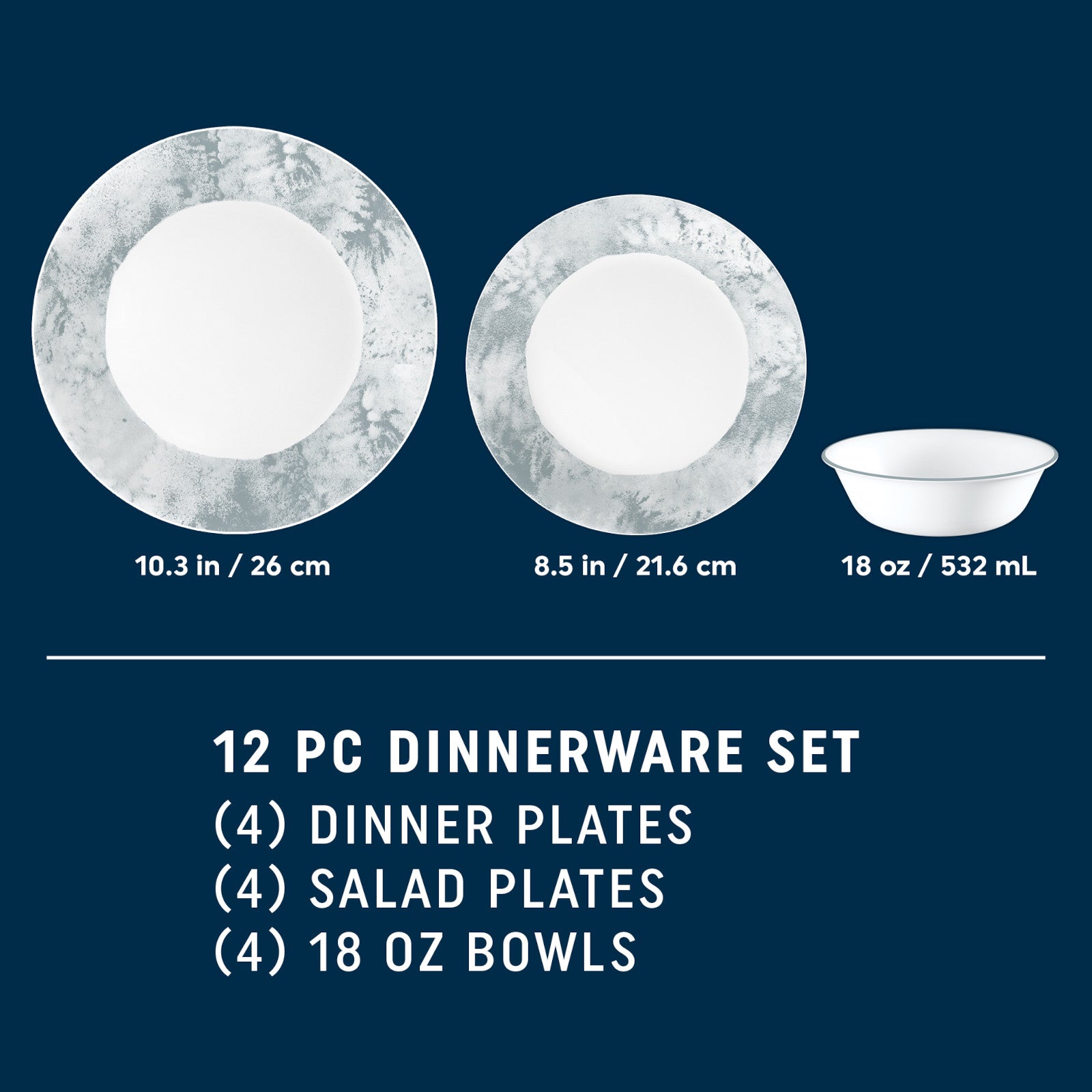 Corelle Salt Wash 12-piece Dinnerware Set, Service for 4 - Thumbnail 4