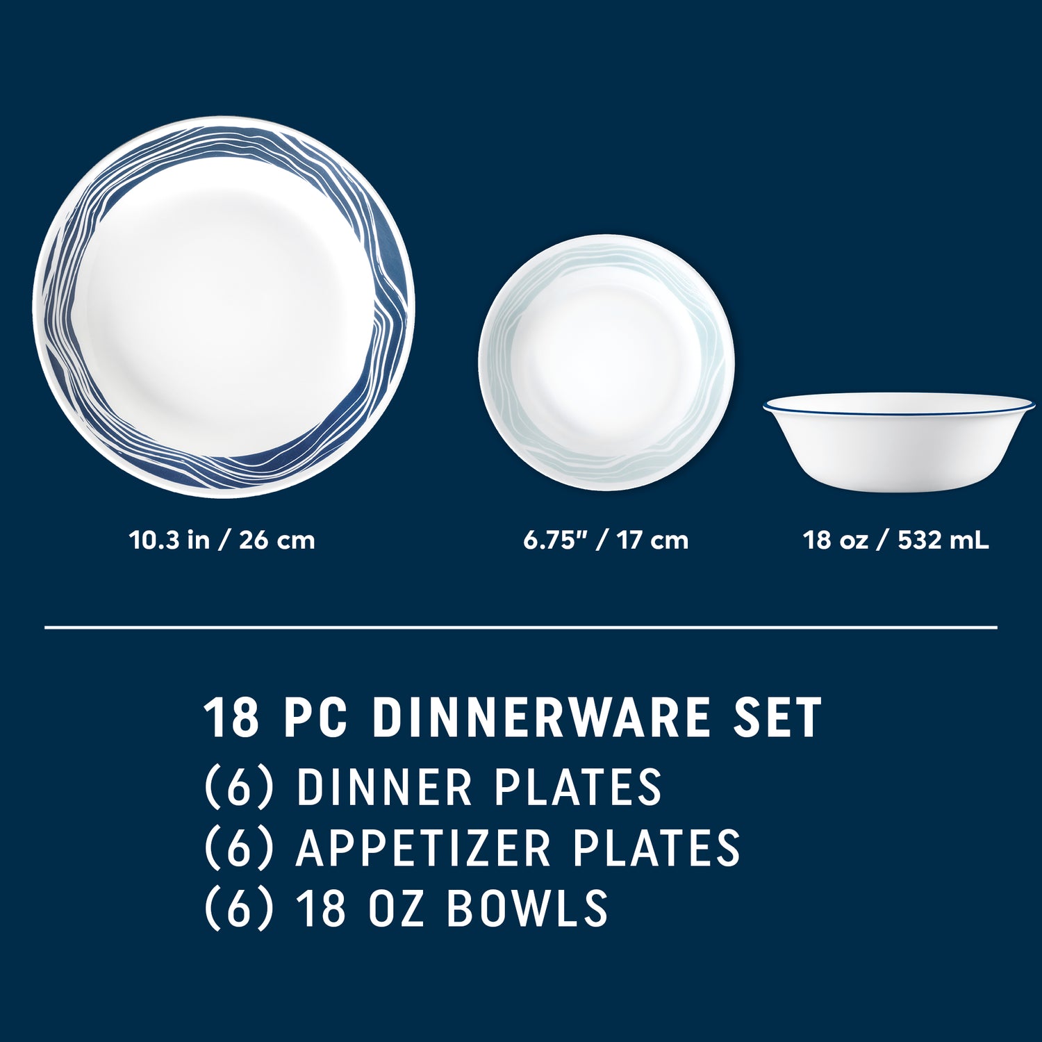 Corelle® Acadia 18-piece Dinnerware Set, Service for 6