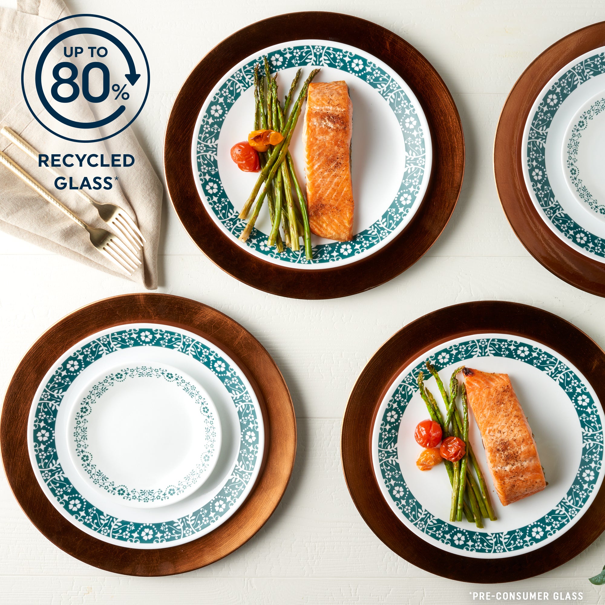 Corelle Amalfi Verde Bread & Butter Plates – 6 3/4" – Set Of 6 (New)