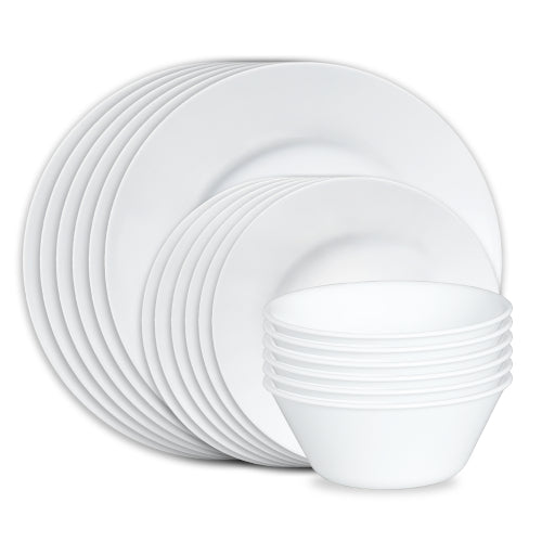 White 18-Piece Wide Rim Dinnerware Set for 6 | Corelle Dazzling White