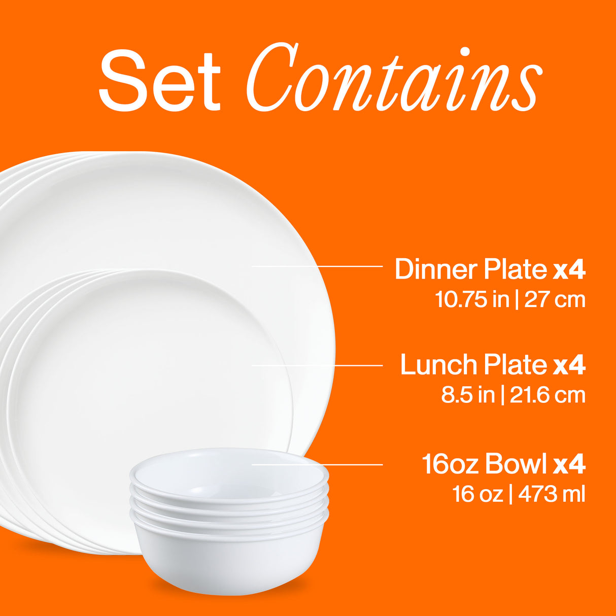 Corelle® Modern Rounds 12-piece Dinnerware Set, Service for 4