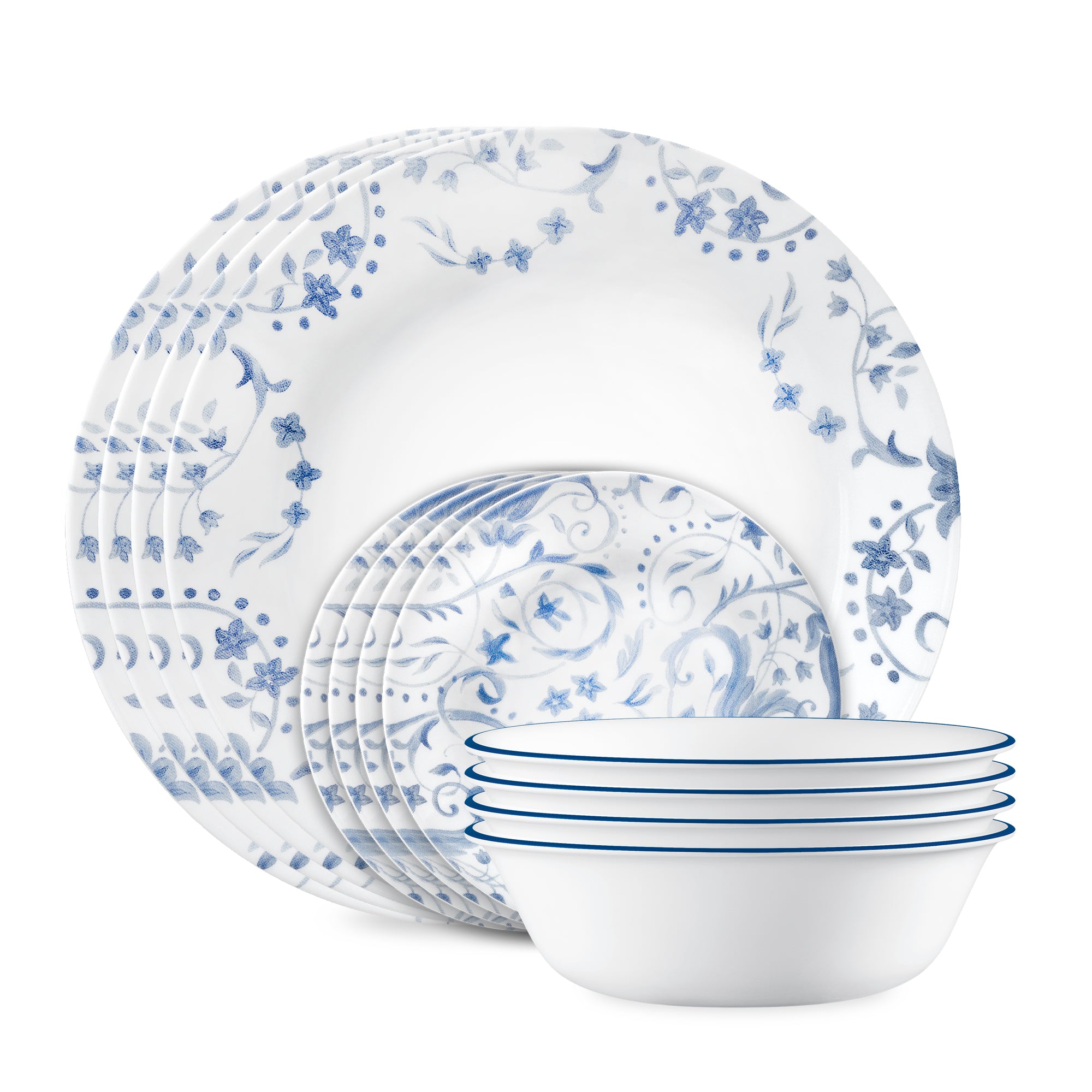 Corelle 青い花柄 皿 12枚セット Corelle Darlington 12-pc Dinnerware Set | Lightweight & Durable