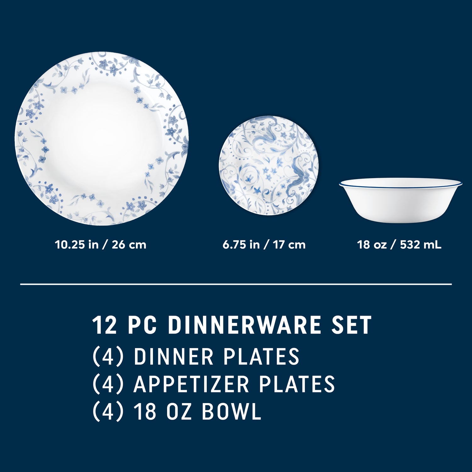 Corelle® Darlington 12-piece Dinnerware Set, Service for 4
