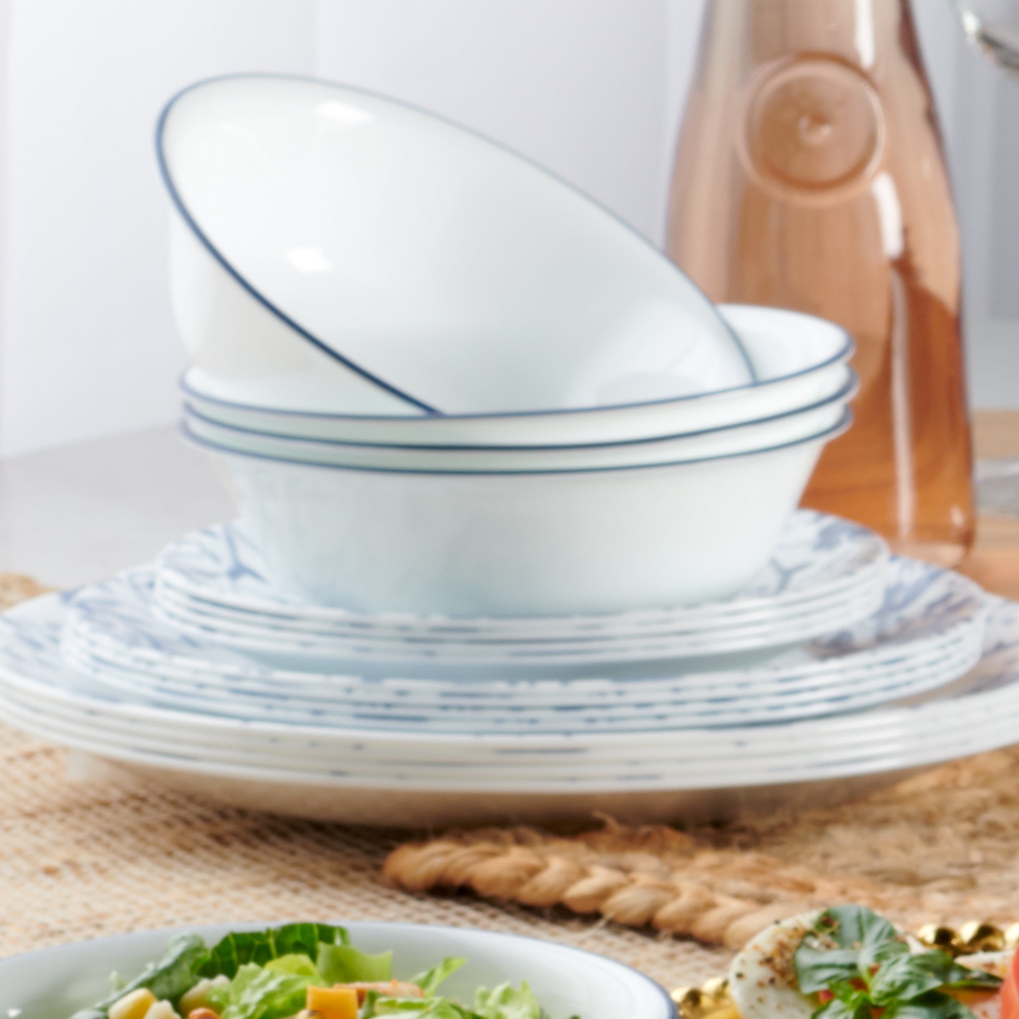 CORELLE 20ピース食器セット Corelle Darlington 18-oz Bowl | Lightweight & Chip-Resistant