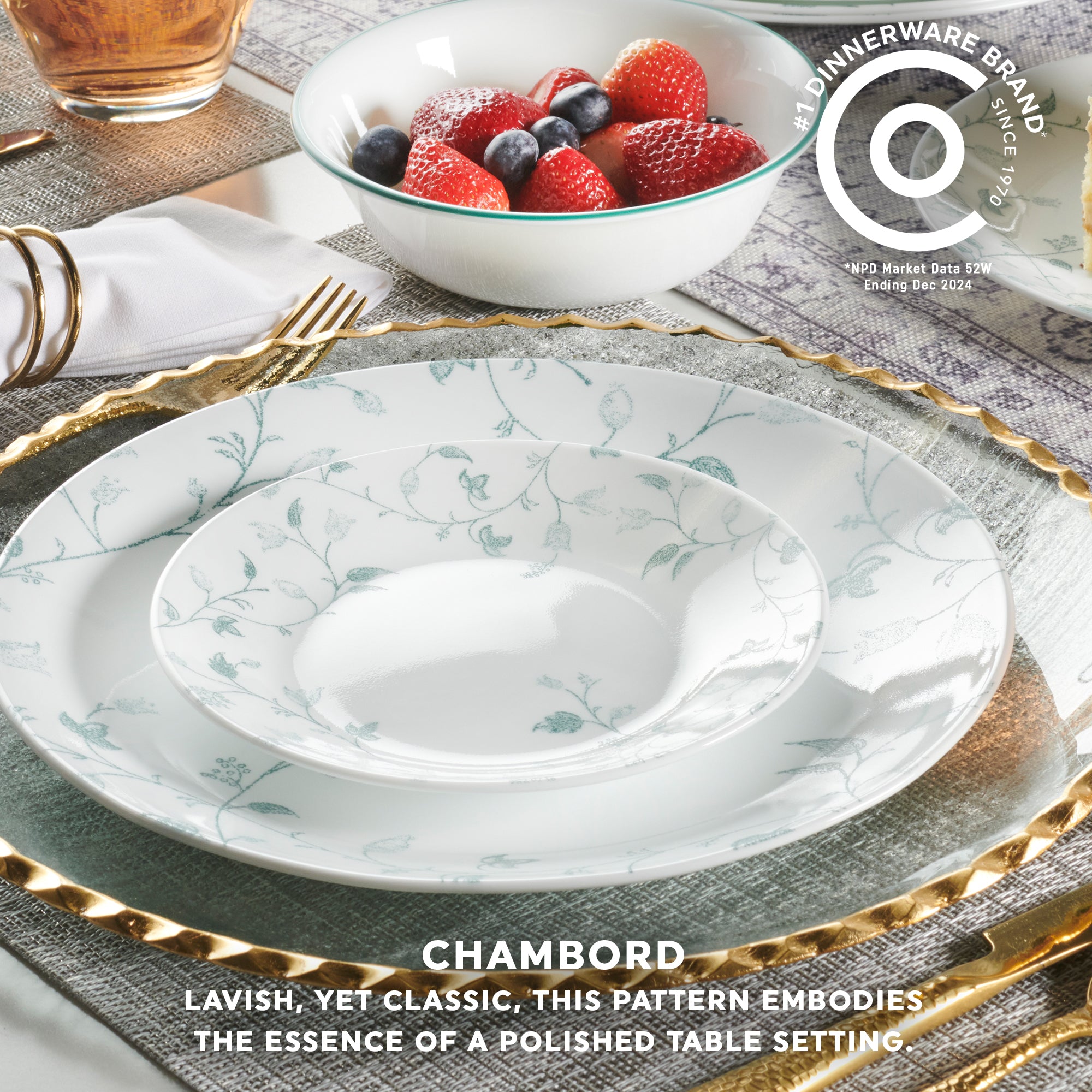 Green Floral 18-Piece Dinnerware Set for 6 | Corelle Chambord