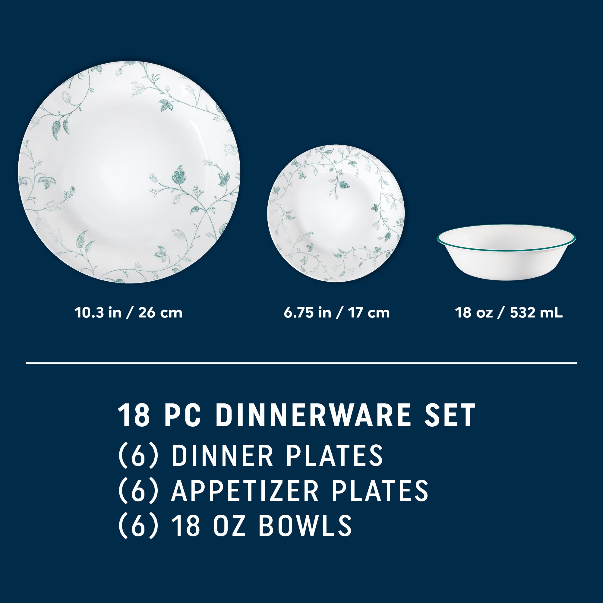 Green Floral 18-Piece Dinnerware Set for 6 | Corelle Chambord