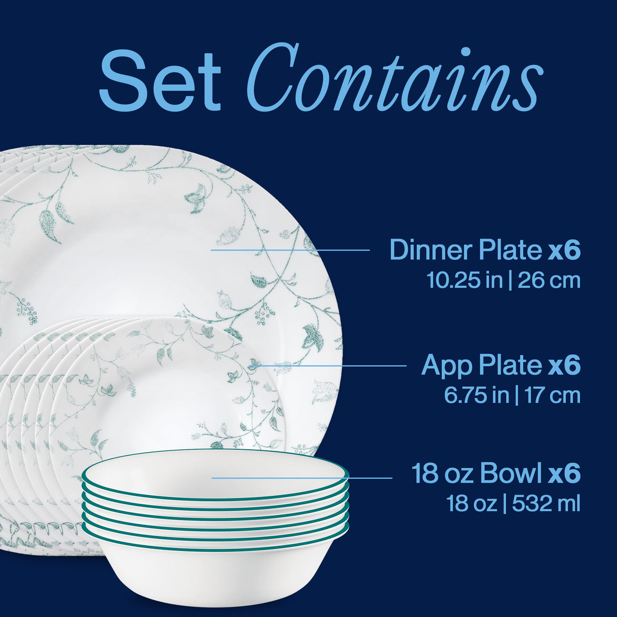 Corelle® Chambord 18-piece Dinnerware Set, Service for 6