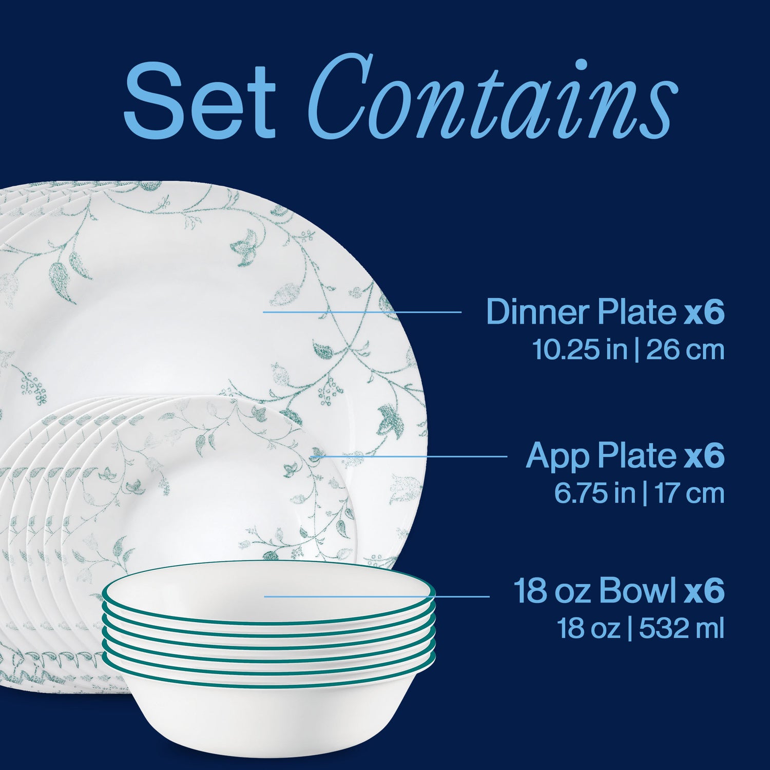 Corelle® Chambord 18-piece Dinnerware Set, Service for 6