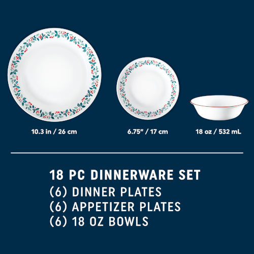 Corelle® Winter Berries 18-pc Dinnerware Set, Service for 6