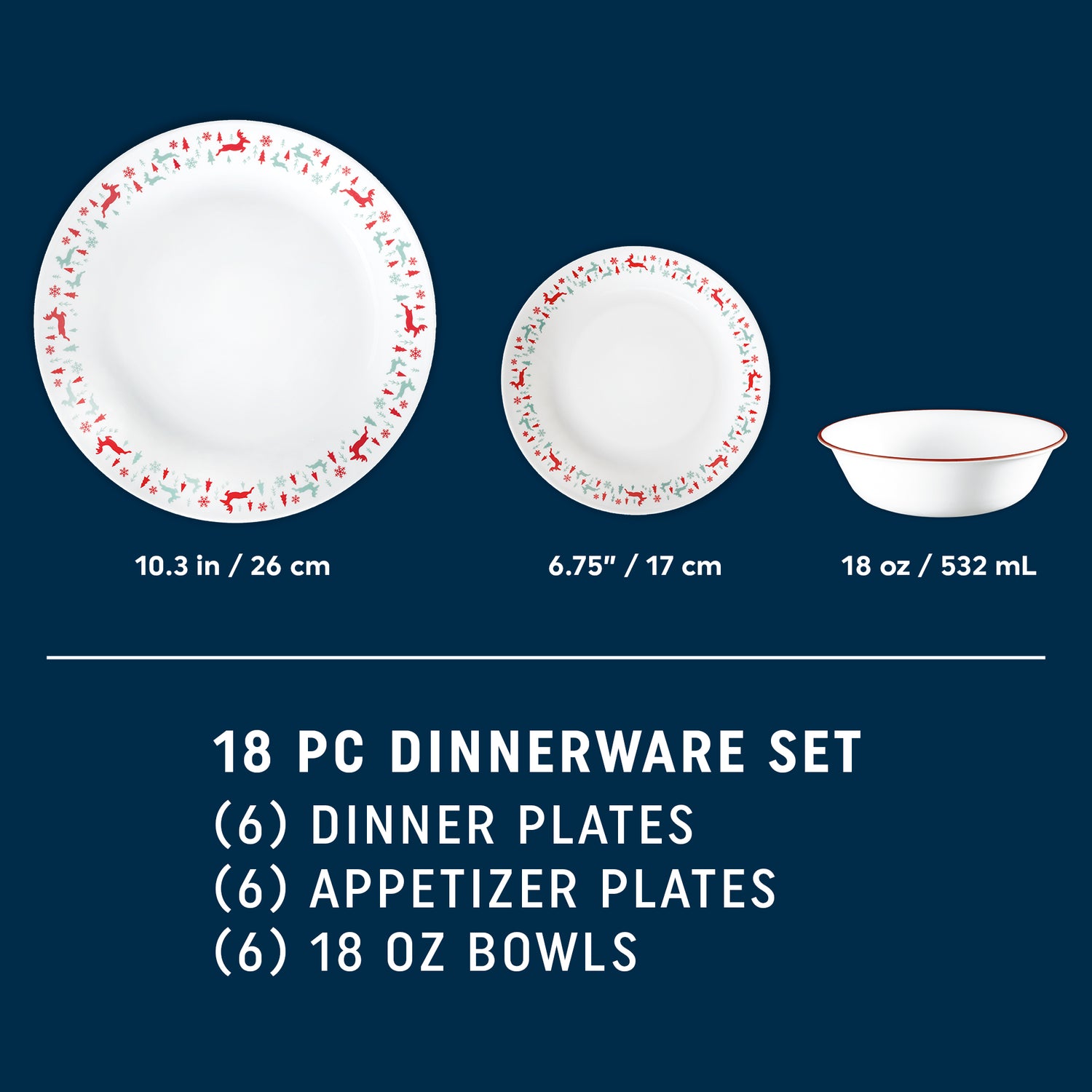 Corelle® Be Merry 18-pc Dinnerware Set, Service for 6