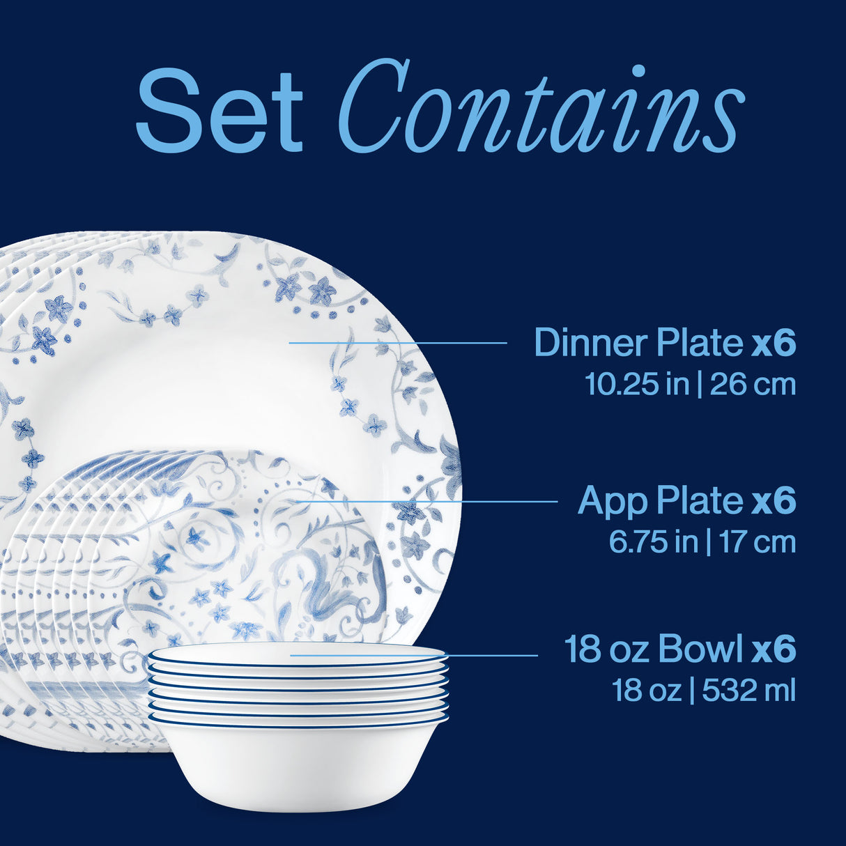Corelle® Darlington 18-piece Dinnerware Set, Service for 6