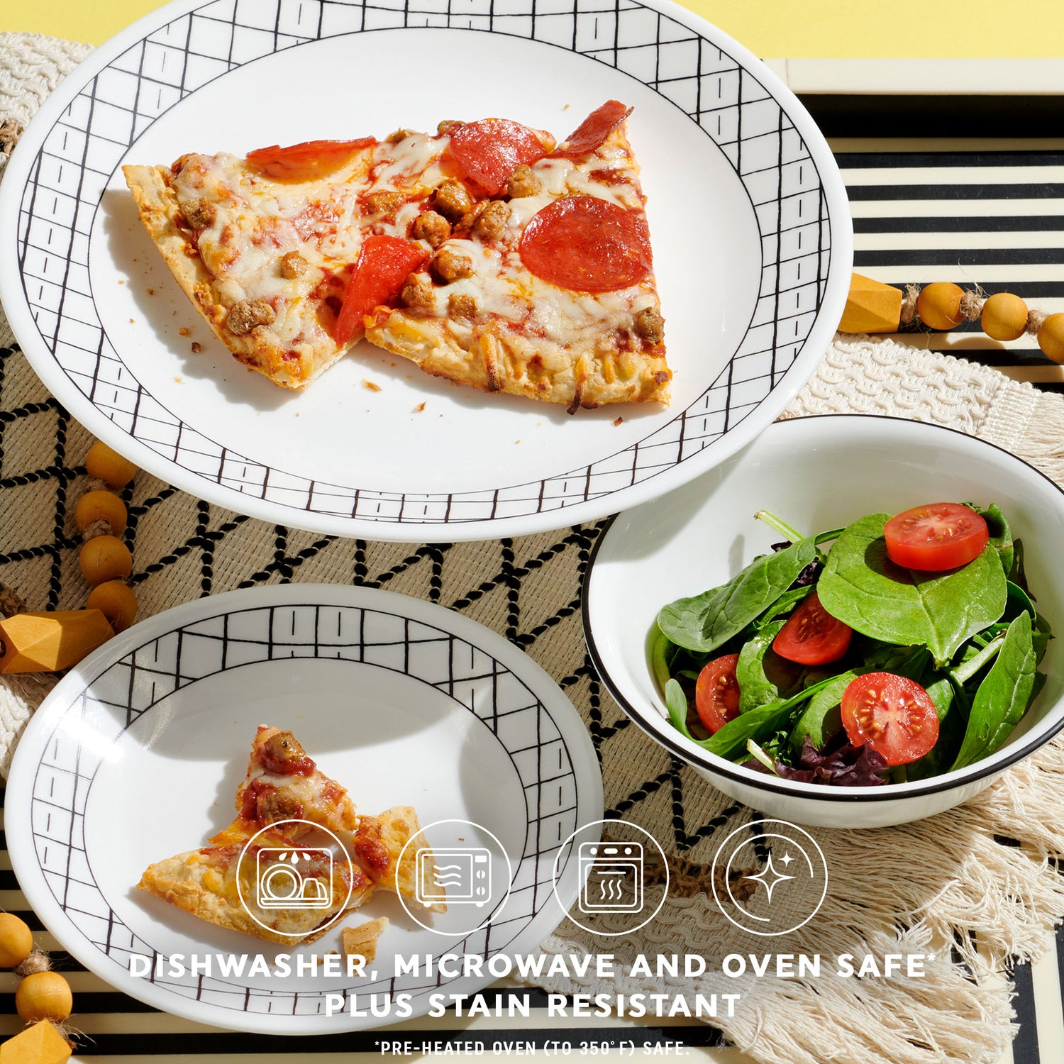 Corelle® Delicate Grid 18-piece Dinnerware Set, Service for 6