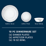 Corelle® Delicate Grid 18-piece Dinnerware Set, Service for 6