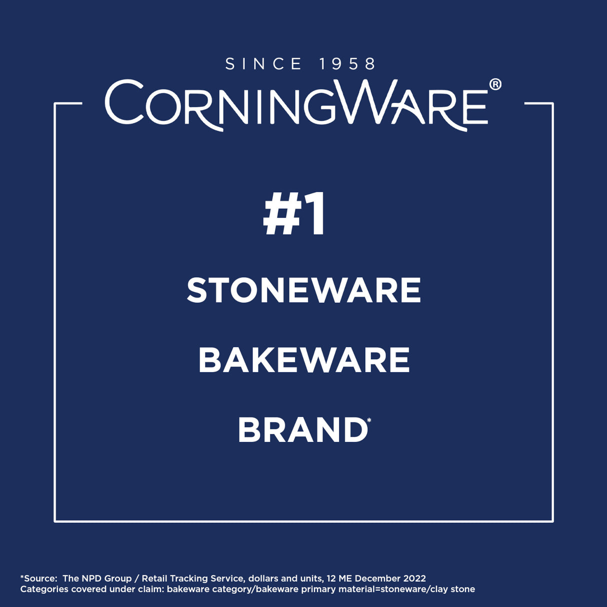  Corningware #1 Stoneware Bakeware Brand Since 1958