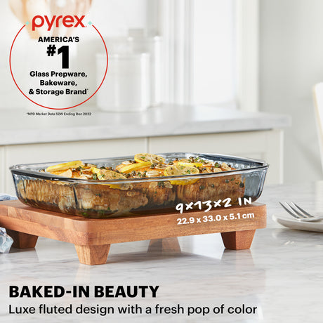 text pyrex america's #1 Glass Prepware, bakeware & storage brand