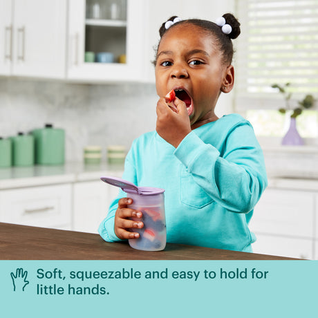 Littles Silicone Snack Pouch with text soft, squeezable & easy to hold for little hands