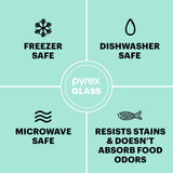 text: freezer, dishwasher, microwave safe; resists stains & doesn't absorb food odors
