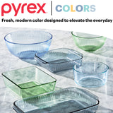 photo of Pyrex Colors storage & mixing bowls with text fresh modern color designed to elevate the everyday