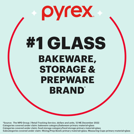 text that says pyrex #1 glass bakeware, storage & prepware brand