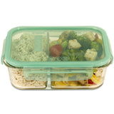 Snapware 4-cup Divided Mealbox with green plastic lid