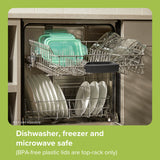 text: dishwasher, freezer & microwave safe. BPA-free plastic leads are top-rack only