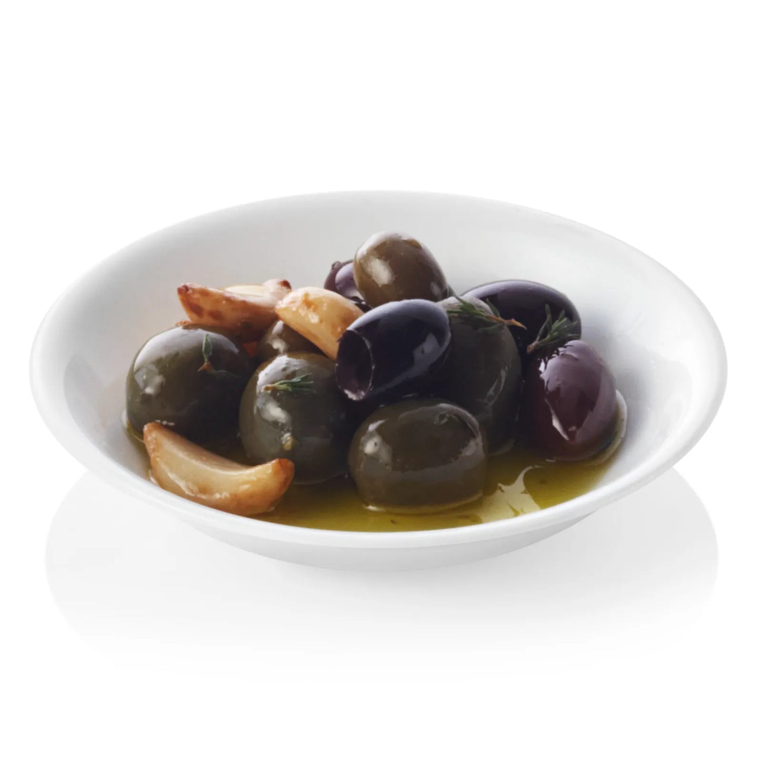  aWinter Frost White 2.4-ounce Dip & Condiment Bowl with food inside