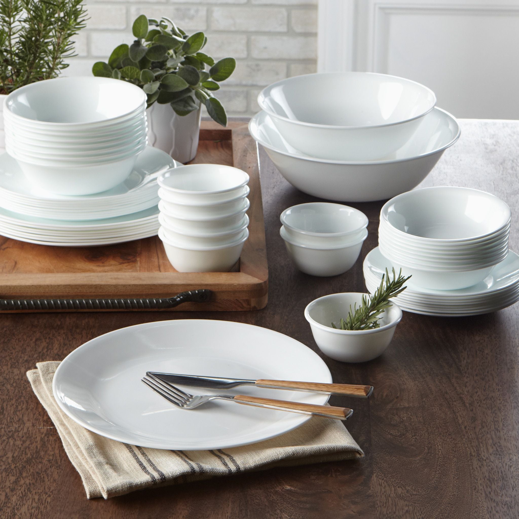 Corelle Winter Frost White 50 piece Dinnerware Set Service for 8 EXCLUSIVE