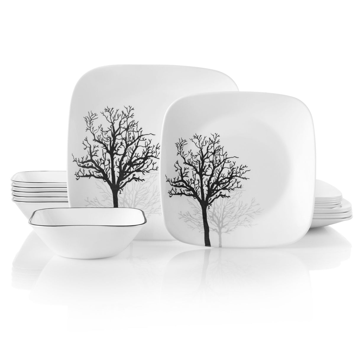 Square Timber Shadows 18-pc Dinnerware Set Front View