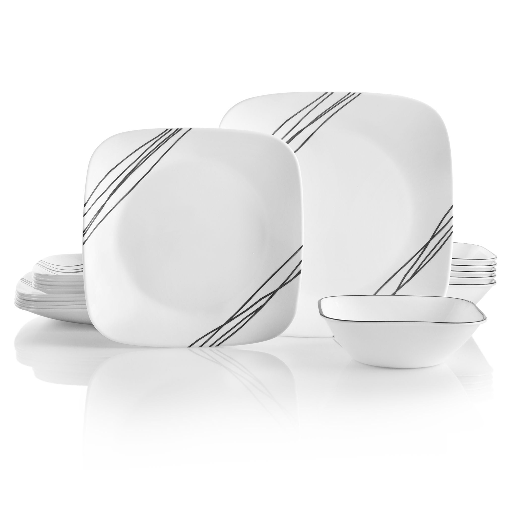 Corelle® Square Simple Sketch 18-piece Dinnerware Set, Service for 6