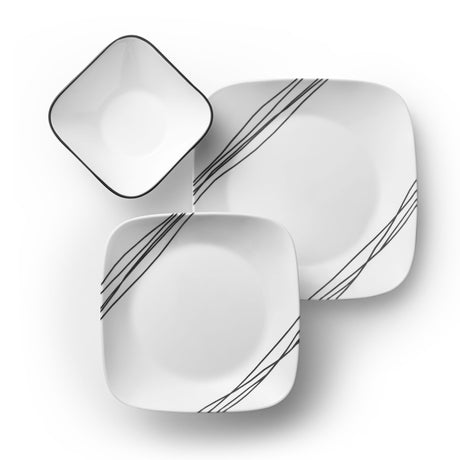 Square Simple Sketch 18-pc Dinnerware Set Top View of dinnerplate, salad plate and cereal bowl