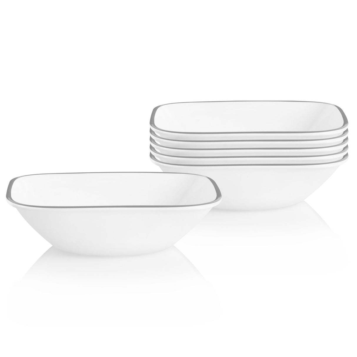 Urban Arc 6-pk Square 22-ounce Gray Rimmed Cereal Bowls
