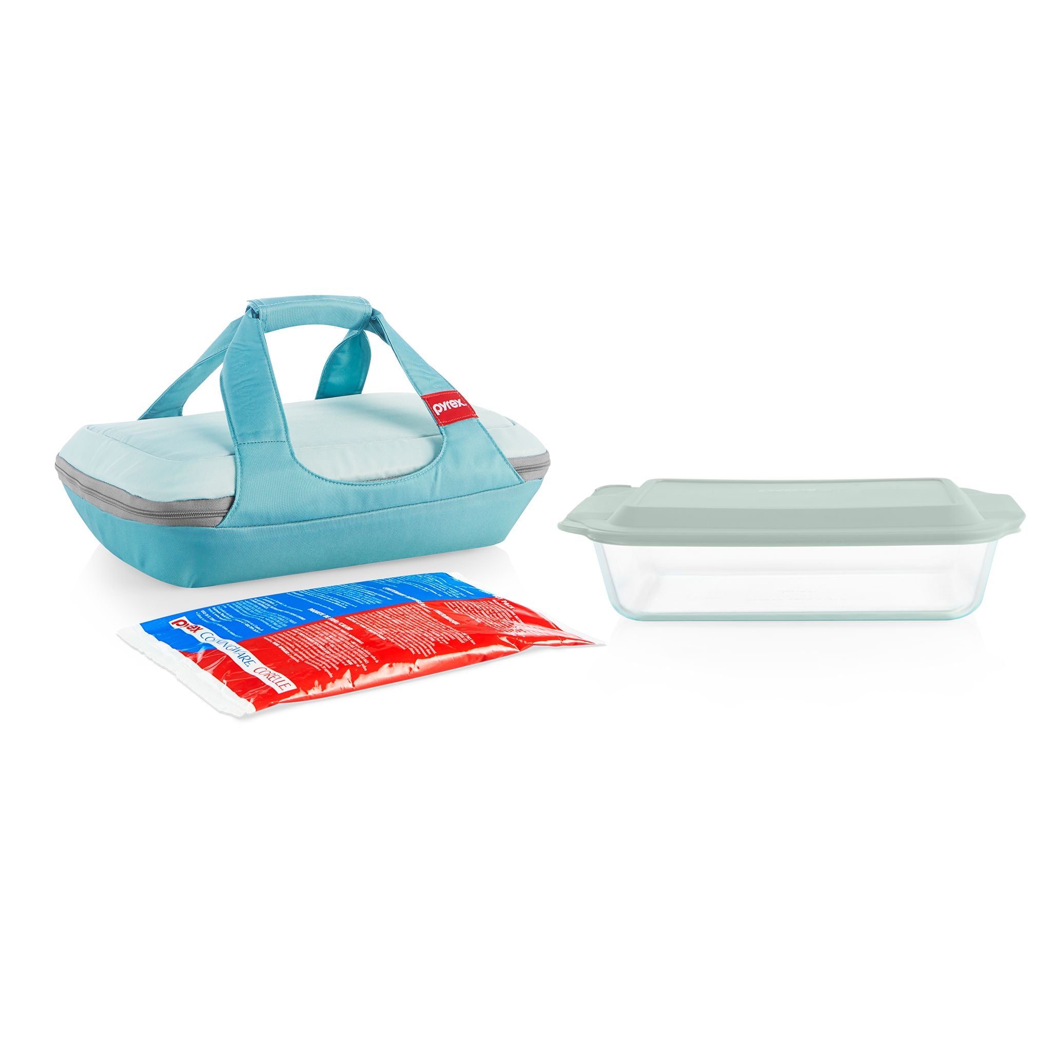 Pyrex Deep Portable 4 piece Glass Baking Dish Set Portable Set Green
