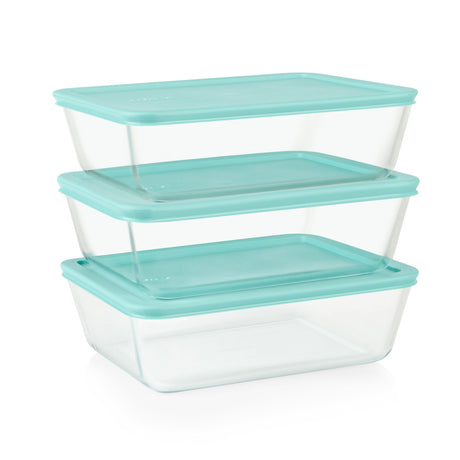 Simply Store® 6-piece Glass Storage Set - 11cup containers with teal lids