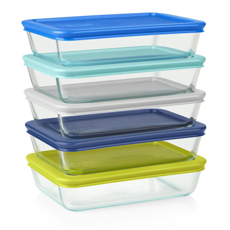 Simply Store 10-piece Meal Prep Glass Storage Set (multi-color lids)
