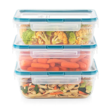  Total Solution® 6-piece Rectangular Plastic Food Storage Set with food inside