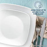  Pure White Square Dinner &amp; Salad Plate with text made from up to 80% recycled pure glass