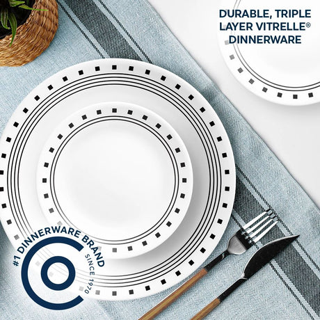  City Block dinner &amp; appetizer plates with text #1 dinnerware brand, durable, triple layer vitrelle dinnerware