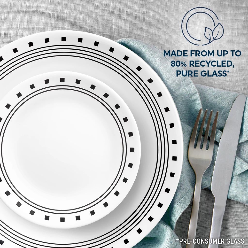  City Block  dinner &amp; appetizer plate with text made from up to 80% recycled glass