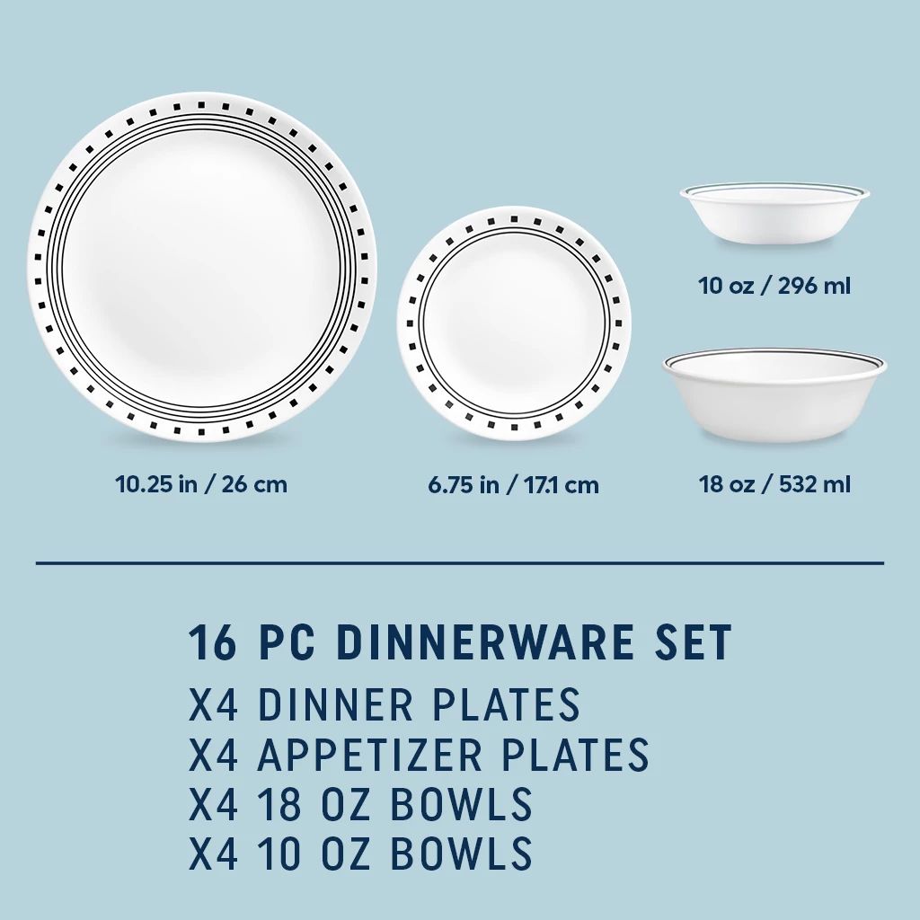 Corelle 16 Piece Dinnerware Set City Block