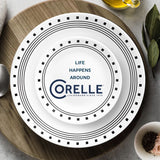  City Block  dinner &amp; appetizer plate with text life happens around corelle