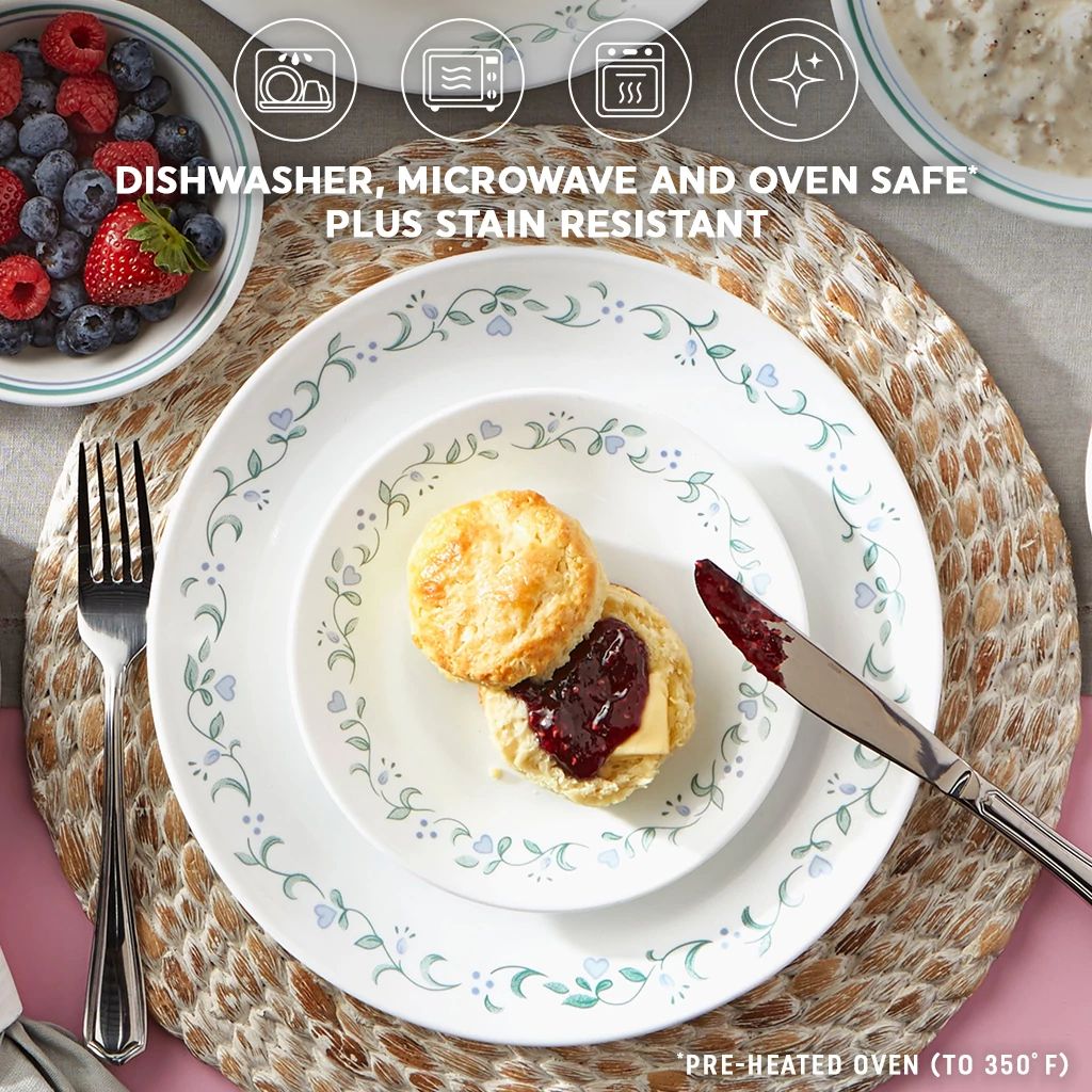  Country Cottage dinner & appetizer plates with text dishwasher, microwave & ovensafe plus stain resistant