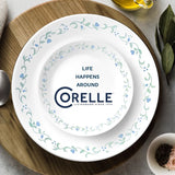  Country Cottage dinner &amp; appetizer plates with text life happens around Corelle